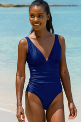 Recycled V-Neck Ruched Swimsuit | Navy