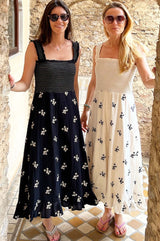 Rhianna Embroidered Dress | Ecru/Black