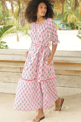 Violet Block Print Dress | Sunflower Buti Pink