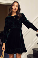 Esmee Velvet Short Dress | Emerald