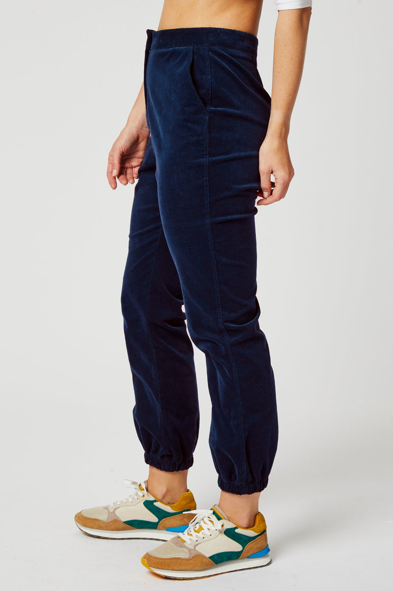 Stretch Corduroy Cuffed Jogger | Atlantic Blue