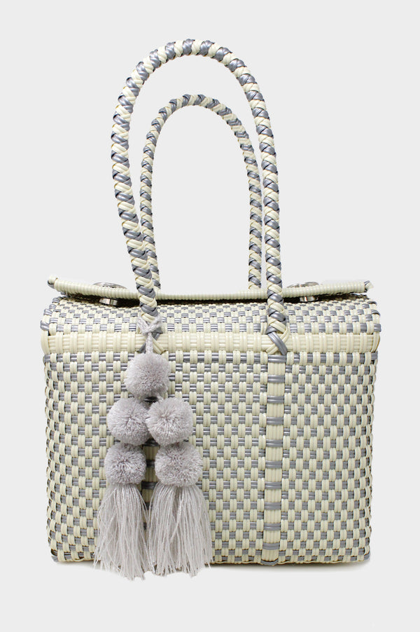 Bombon-Mini-Tote-Bone-Silver