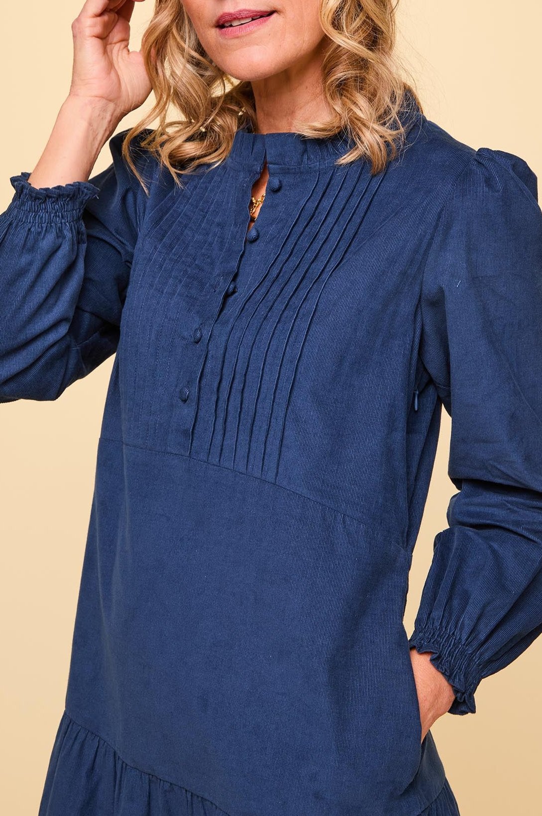 Aspiga Ladies Sustainable Stema Mini Corduroy Dress Navy Blue
