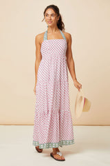 Tabitha Maxi Dress | Fun Flower White/Pink