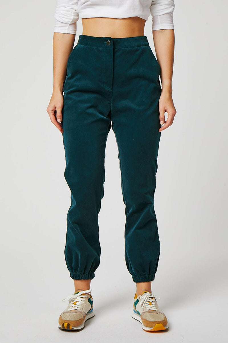 Stretch Corduroy Cuffed Jogger | Teal