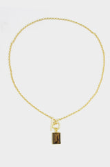 Tiger Eye T-Bar Pendant | Gold