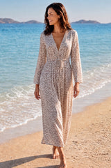 Tina Organic Cotton Cover Up | Soft Cheetah Print White/Taupe
