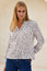 Printed Smocked Organic Cotton Cheesecloth Blouse | Ecru/Navy