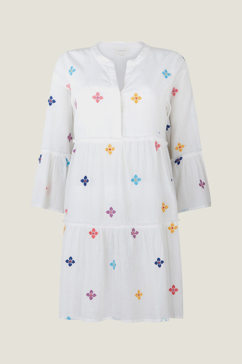 Cristina Embroidered Kaftan | White/Multi