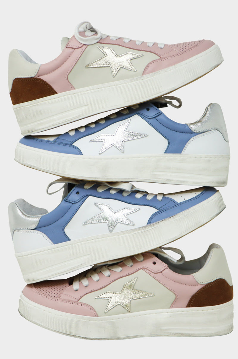 Vintage Effect Star Trainers | Blue/White