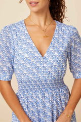 Billie Short Sleeve Dress | Clover Arches Blue/White