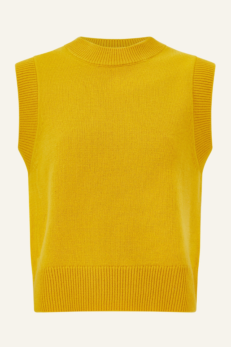 Merino Wool Knitted Short Tank | Yellow