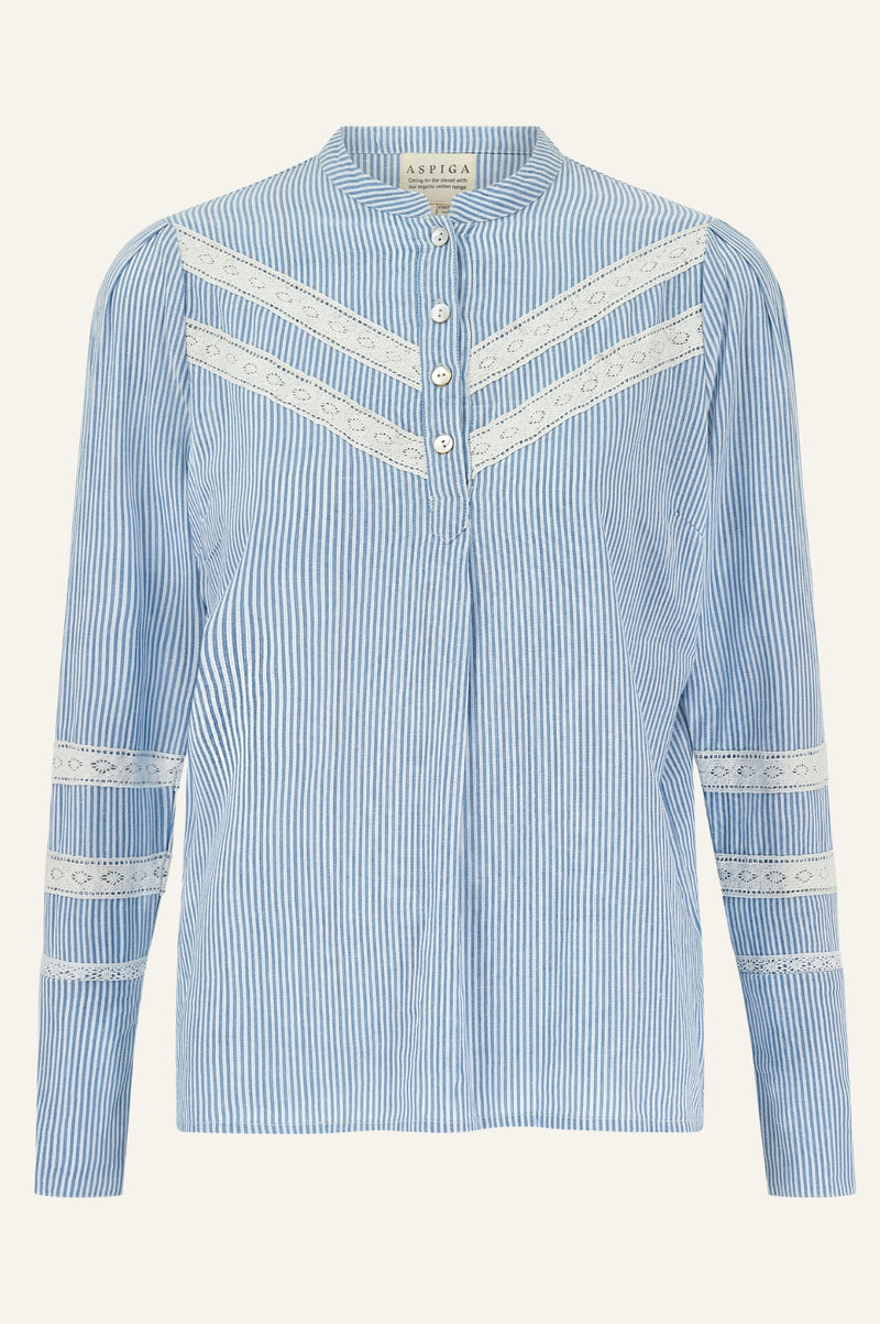 Romy Blouse | White/Blue