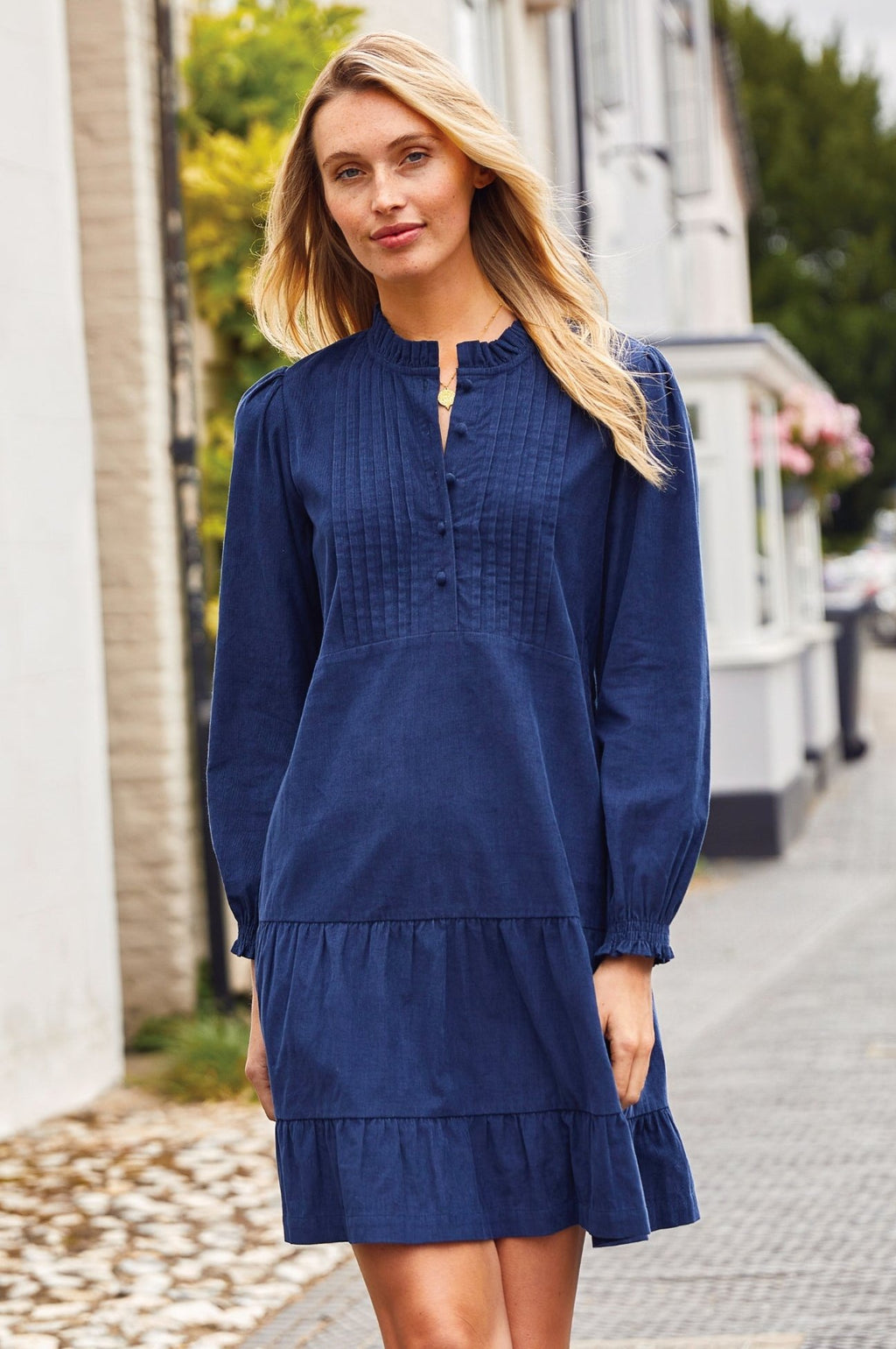Aspiga Ladies Sustainable Stema Mini Corduroy Dress Navy Blue