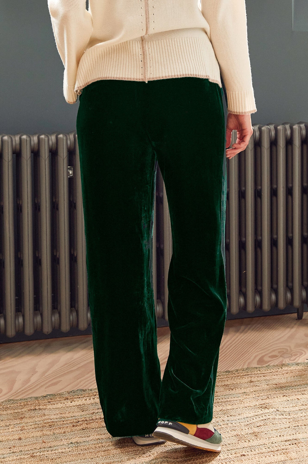 Velvet Side Stripe Trousers Emerald
