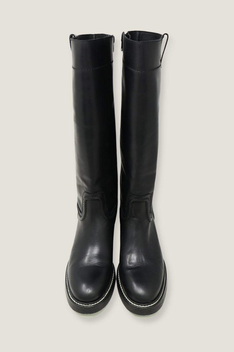 Aspiga Ladies Sustainable Chunky Sole Knee-High Black Leather Boots