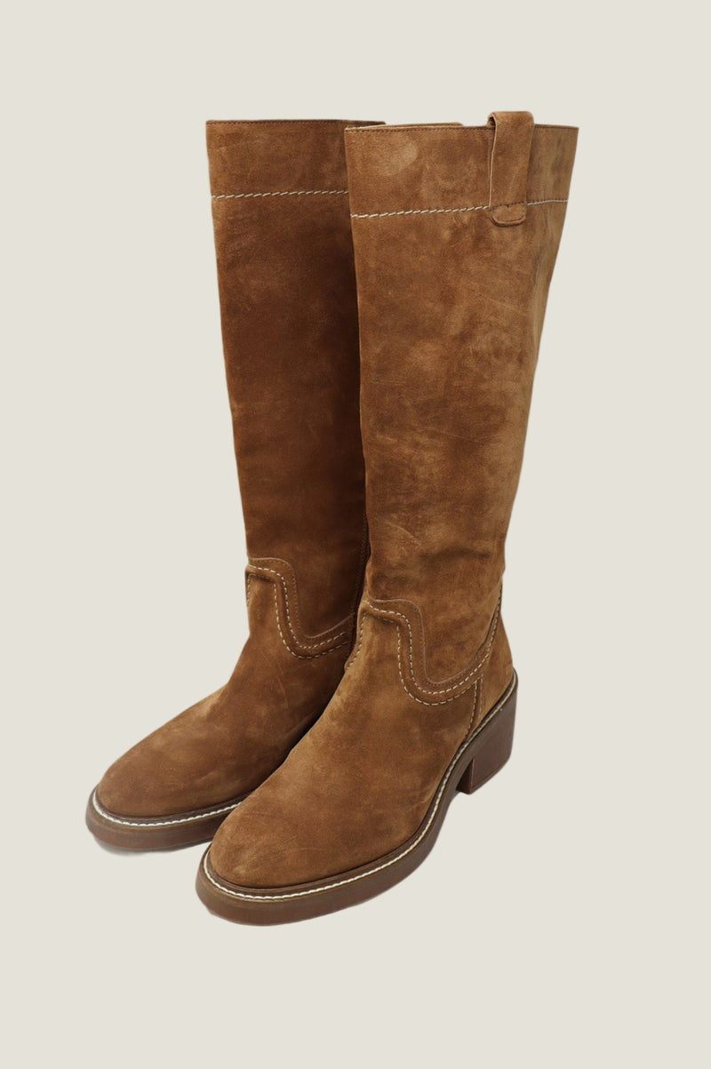 Aspiga Ladies Sustainable Chunky Sole Knee-High Brown Suede Boots