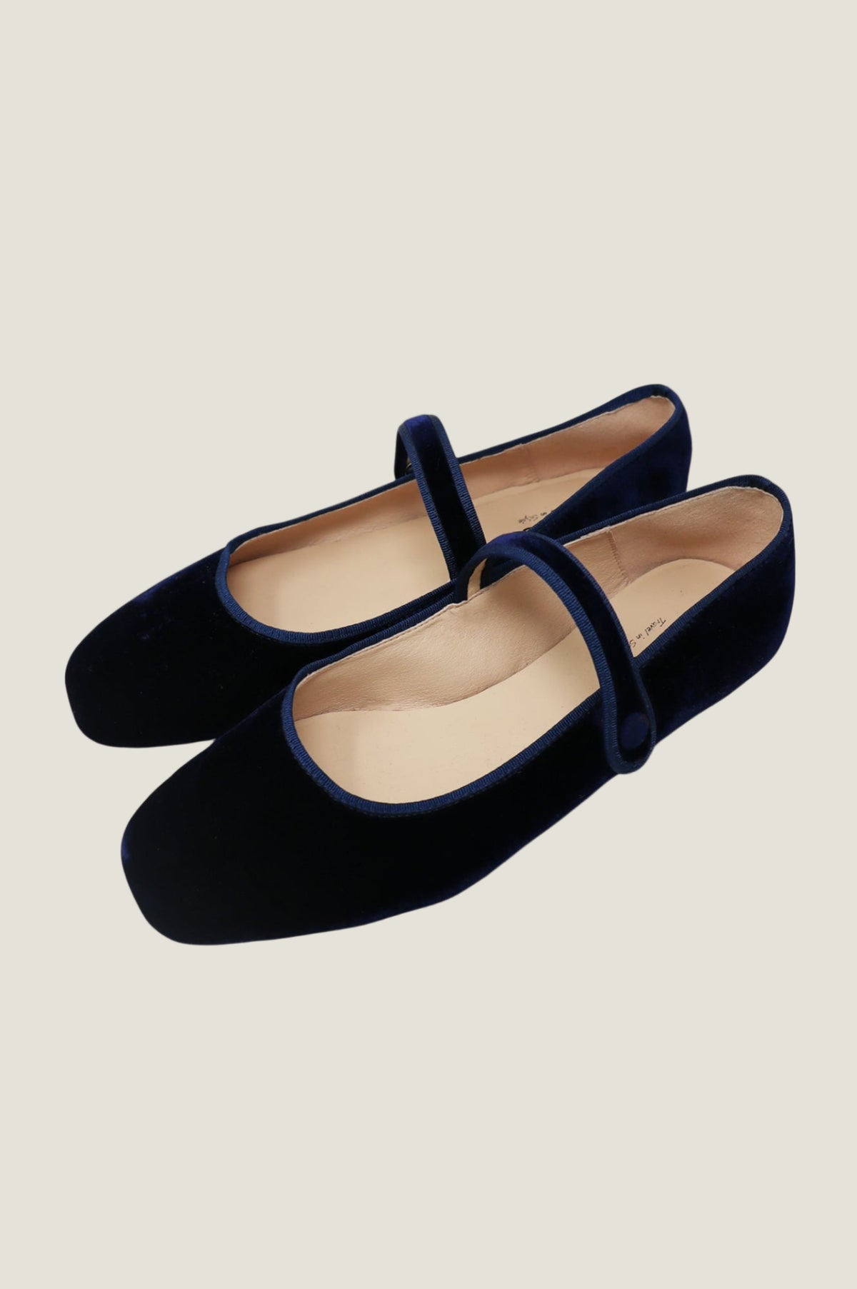 Aspiga Ladies Ethical Velvet Mary Jane Ballet Shoes Navy Desk to