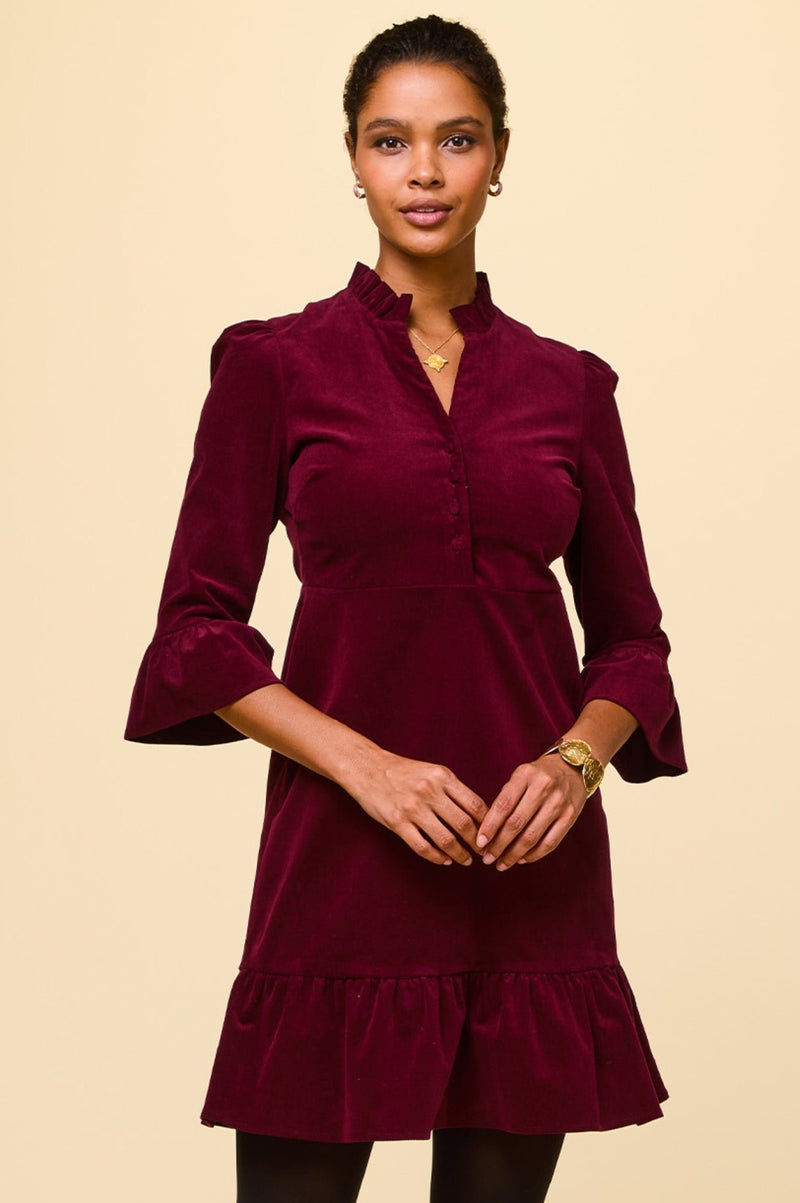 Aspiga Ladies Sustainable Percy Short Stretch Corduroy Dress Wine