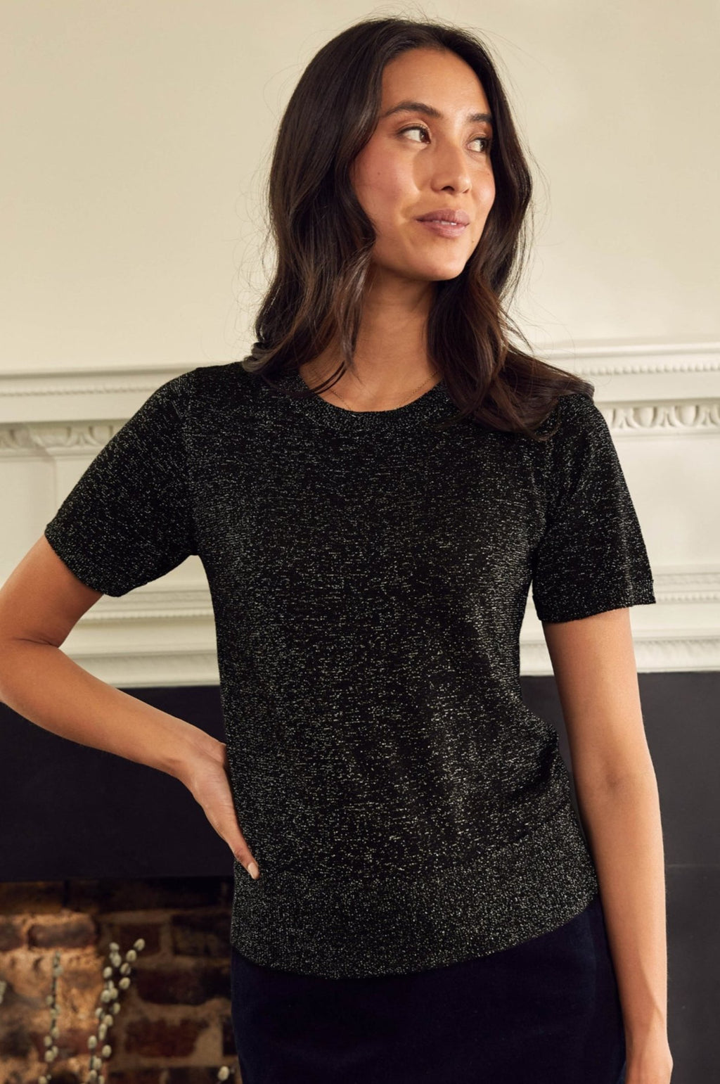 Knit T Shirt Black Gold