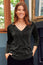 Metallic Knit V-Neck Jumper | Black/Gold