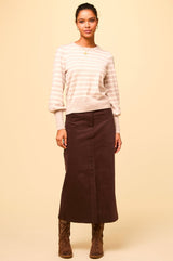 Mallory Stretch Corduroy Skirt | Chocolate