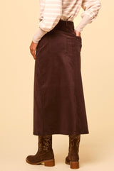 Mallory Stretch Corduroy Skirt | Chocolate