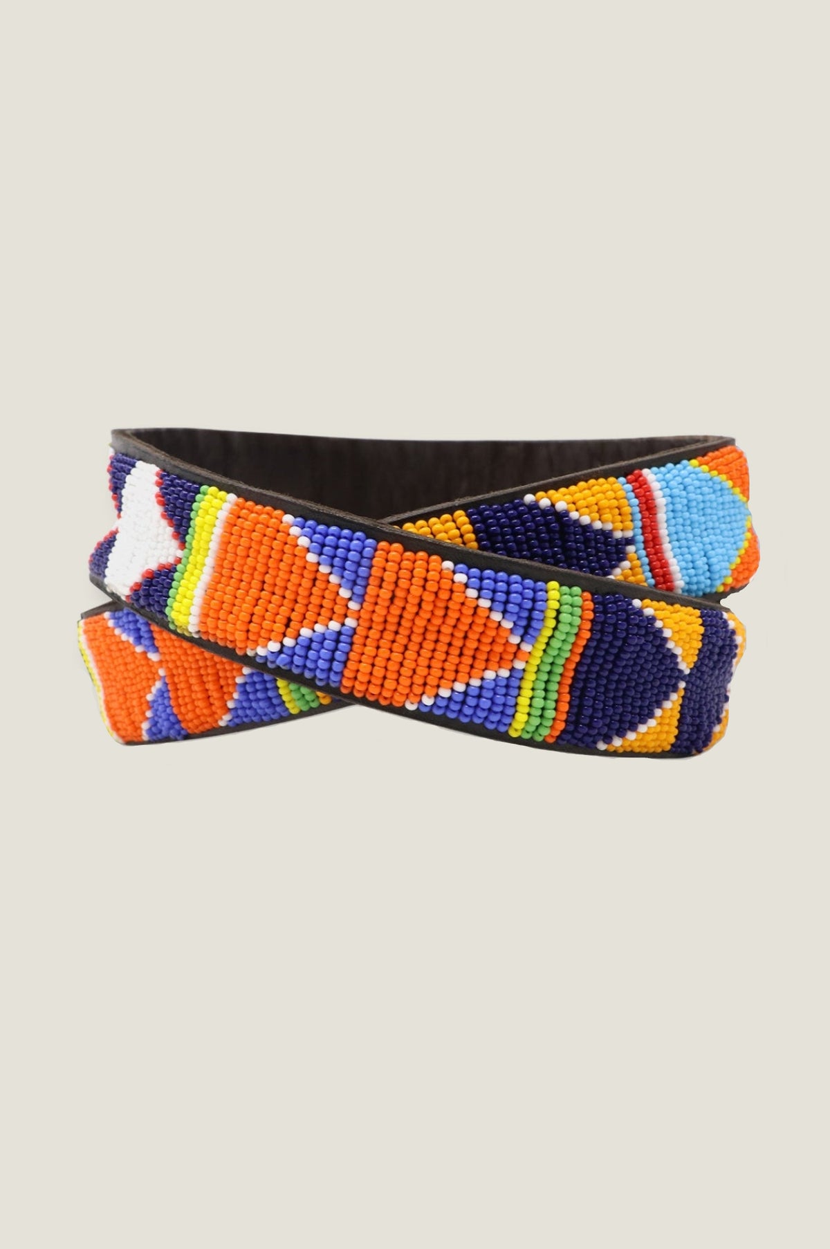 Aspiga Sustainable Kenyan Beaded Maasai Belt Leather and  display picture 1