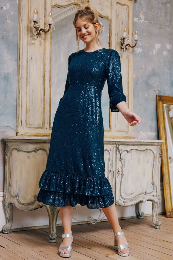 Sequin Victoria Dress | Blue