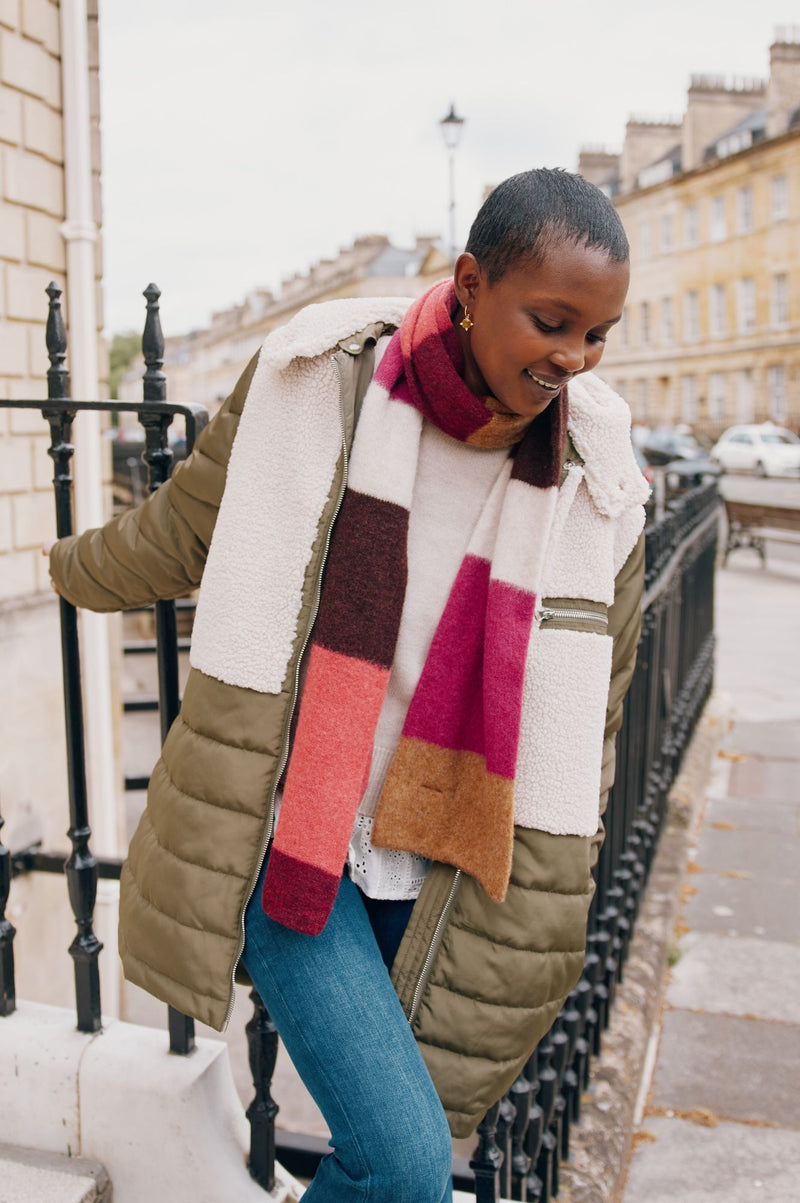 Rona Lambswool Scarf | Pink/Brown