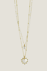 Heart Duo Necklace | White/Gold