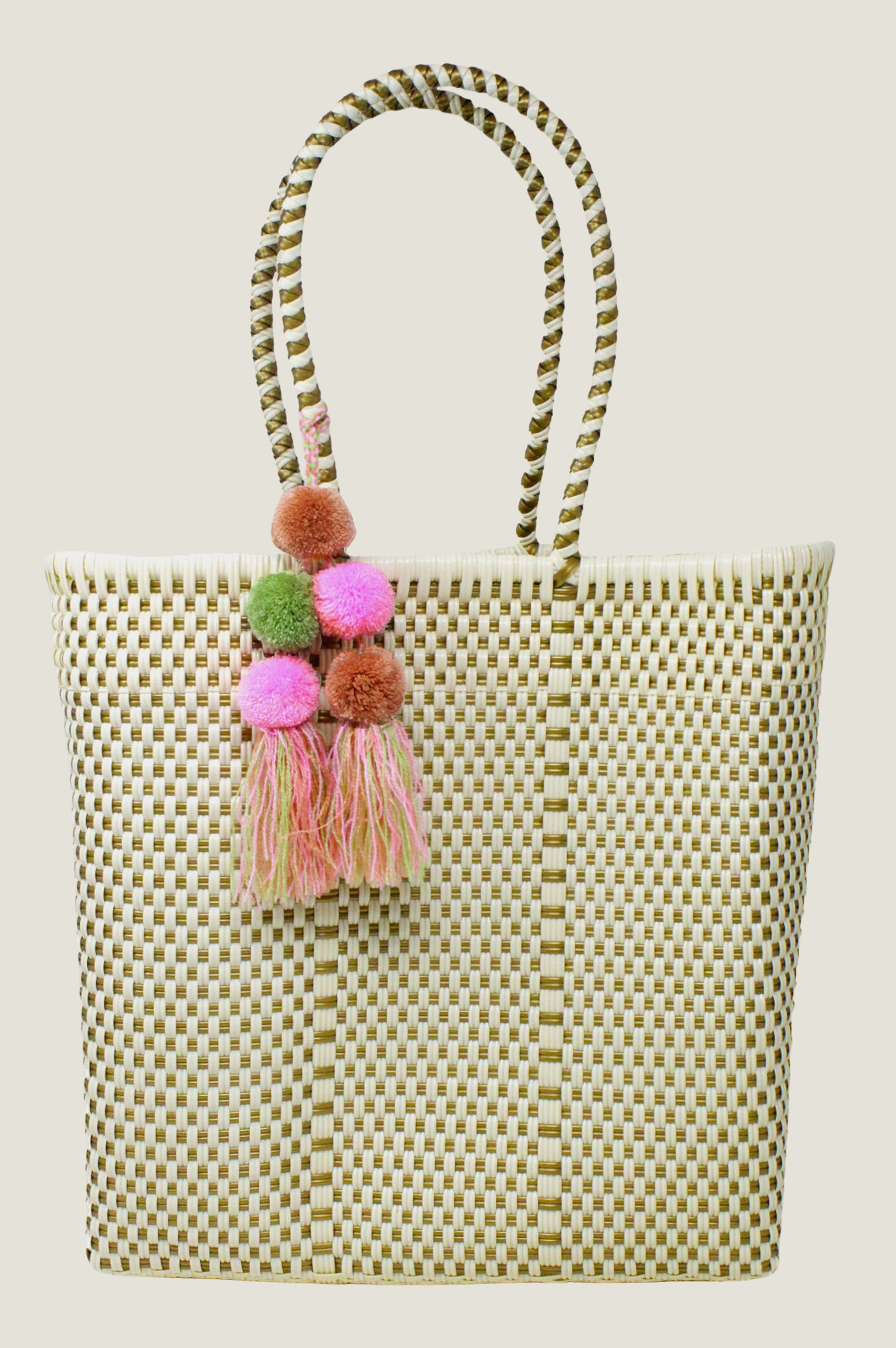 Bombon Medium Tote | Bone/Gold