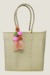 Bombon Medium Tote | Bone/Gold