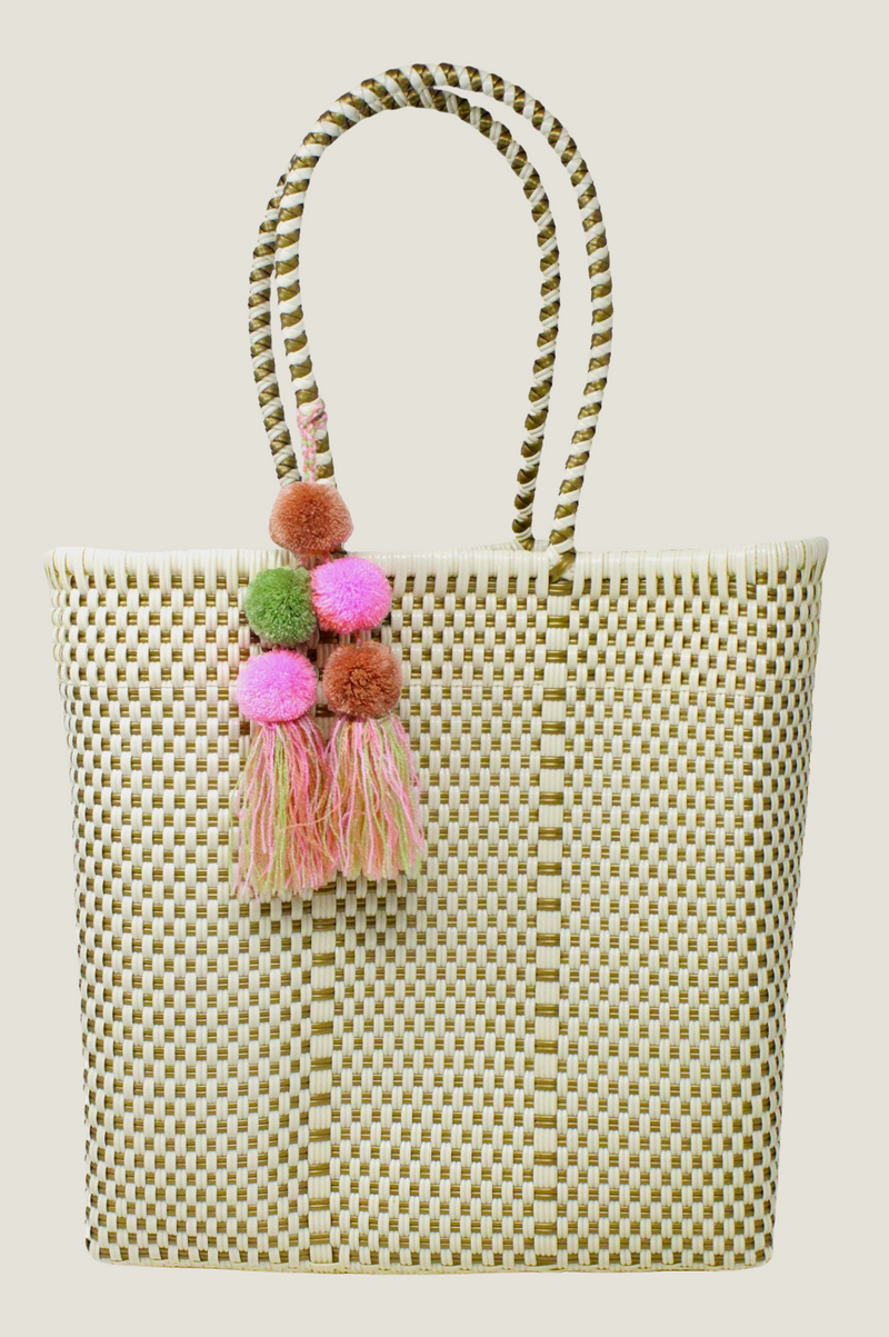 Bombon Medium Tote | Bone/Gold