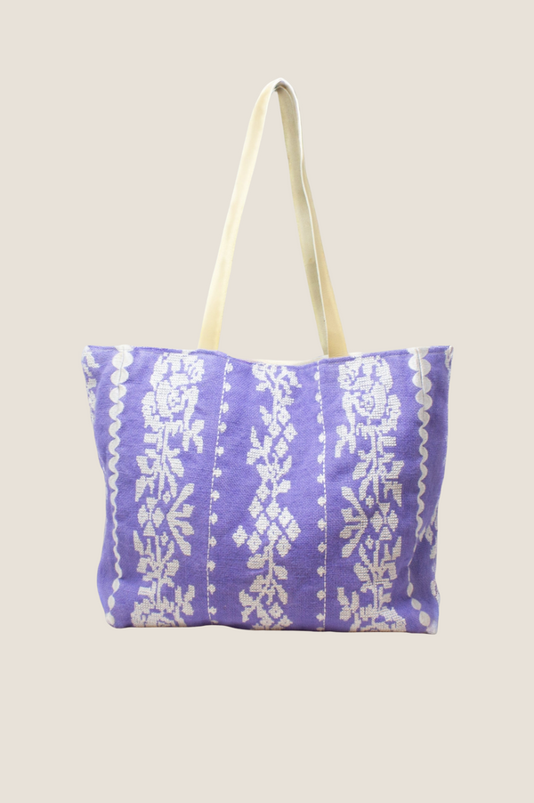 Paros Jute Bag | Cornflower/White