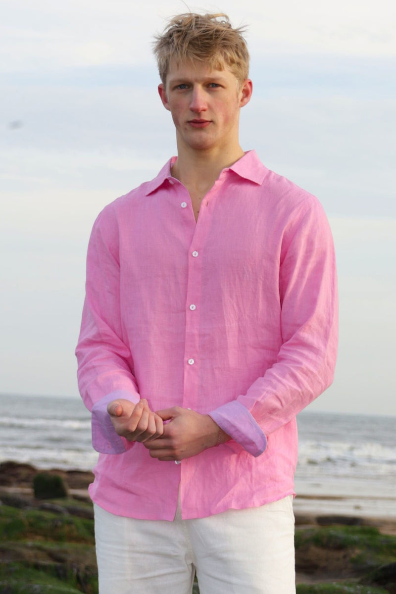 Men's Linen Shirt | Pink
