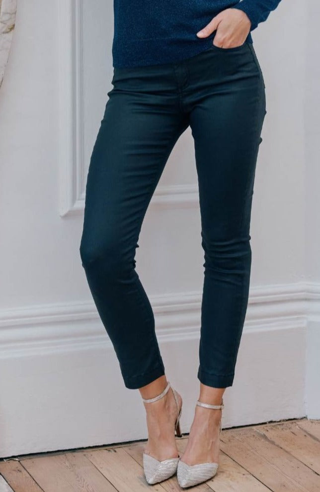 Colette Wax Sateen Slim Leg Jeans | Navy