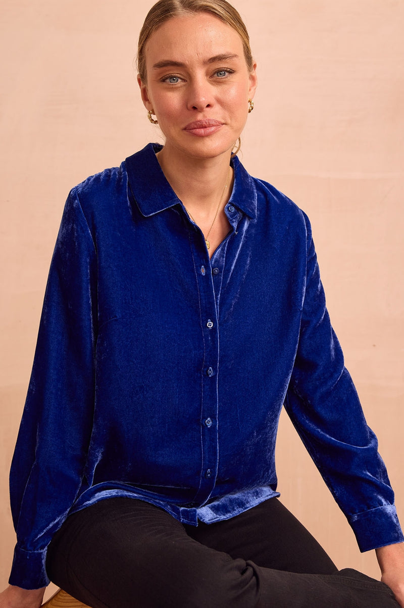 Velvet Shirt | Azure Blue