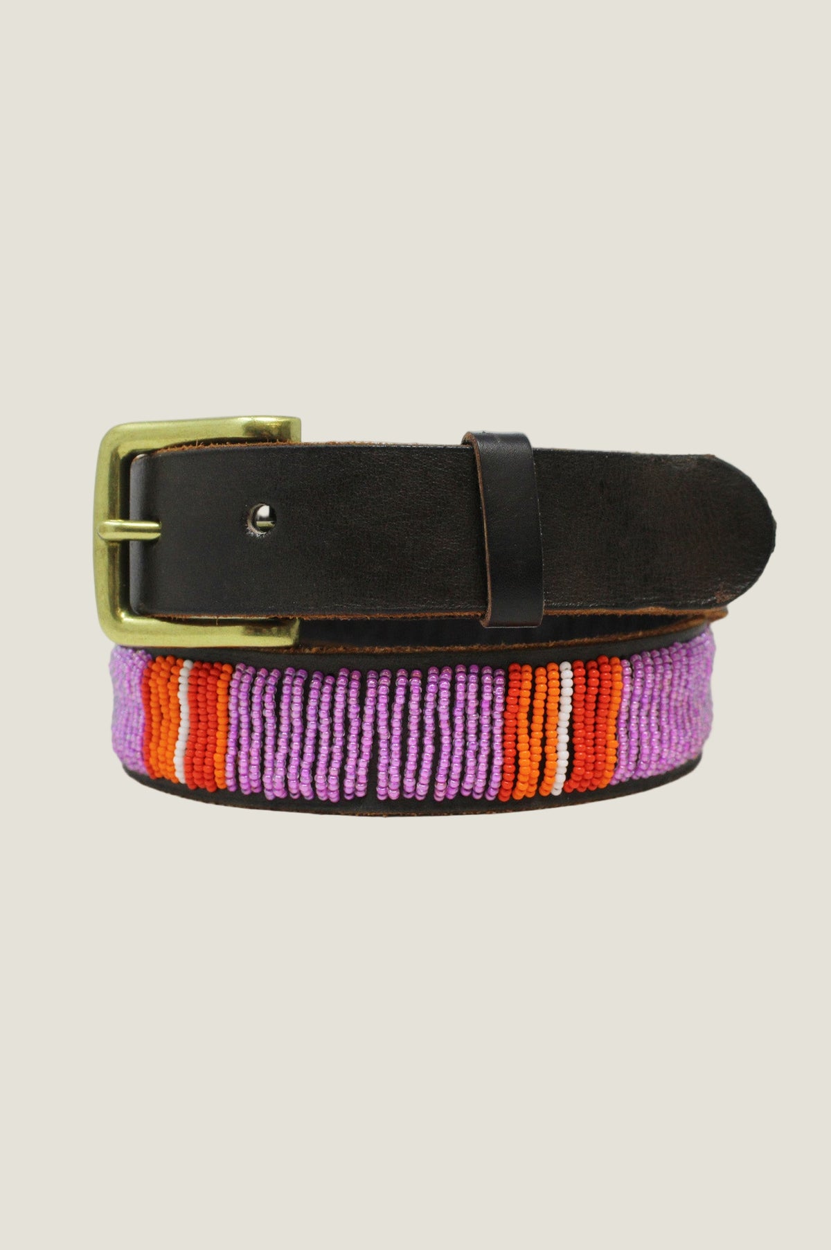 Aspiga Sustainable Kenyan Beaded Belt Leather and Glass Beads