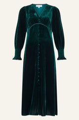 Long Sleeve Velvet Sally Anne Dress | Emerald
