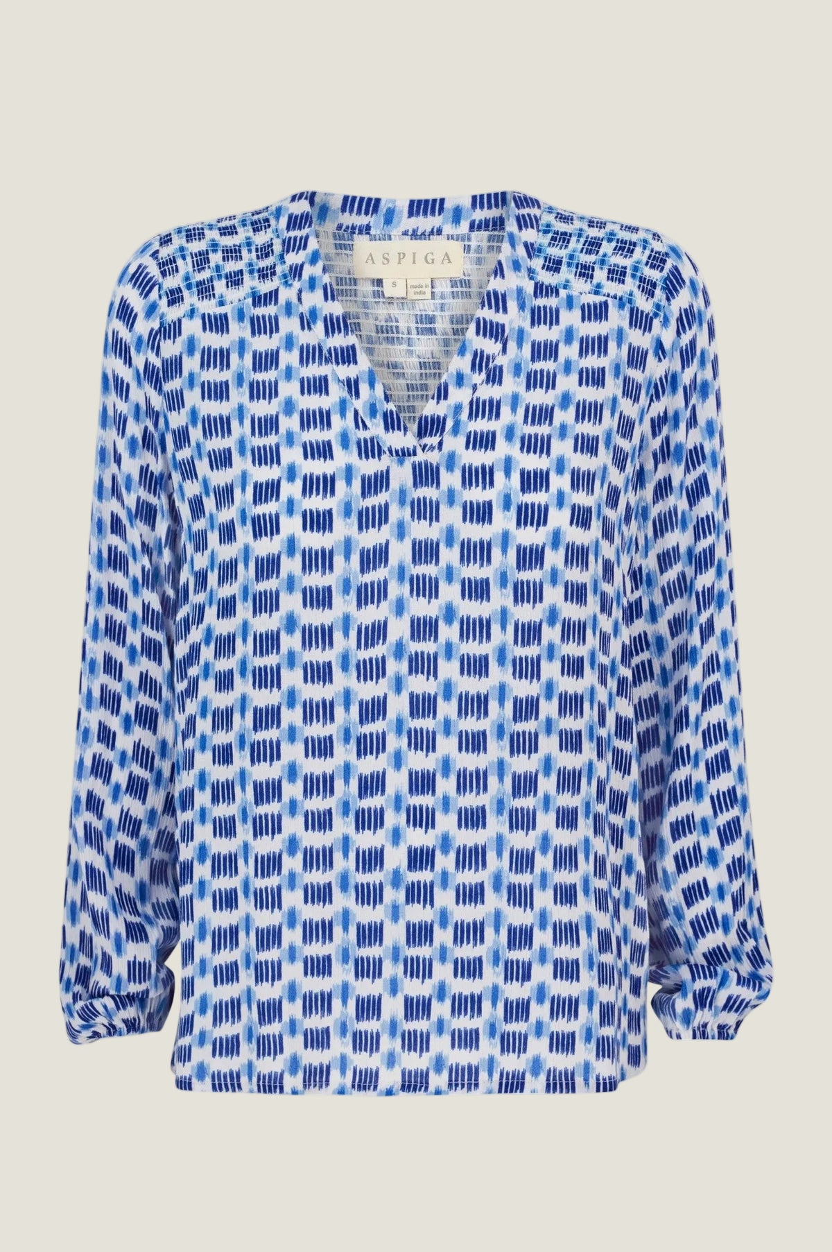 Aspiga Sustainable Womens Clea Crinkle Blue Blouse Summer 100% Viscose