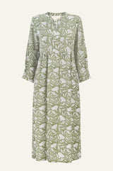 Mara Rayon Dress | Khaki/White