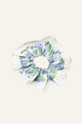 Block Print Lace Trim Scrunchie | Blue Green