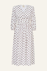 APPROVED * Jyoti Printed Rayon Dress | Cream/Chocolate - Aspiga
