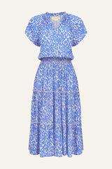 Riley Viscose Crinkle Dress | White/Blue