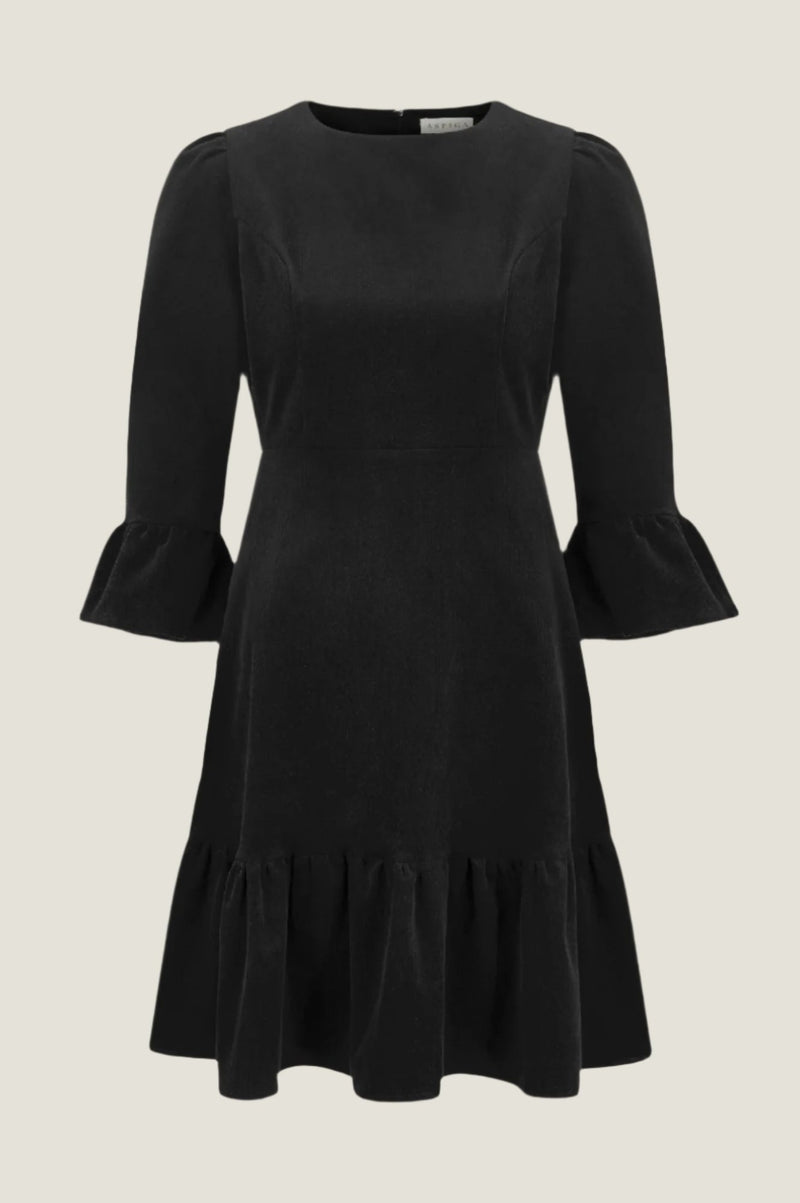 Aspiga Ladies Sustainable Victoria Mini Stretch Cotton Corduroy Dress Black Aspiga Ladies Sustainable Victoria Mini Stretch Cotton Corduroy Dress Black