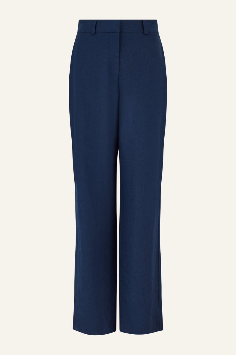 Linen Blend Trousers | Navy