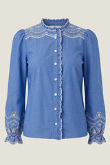 Embroidered Chambray Shirt | Blue