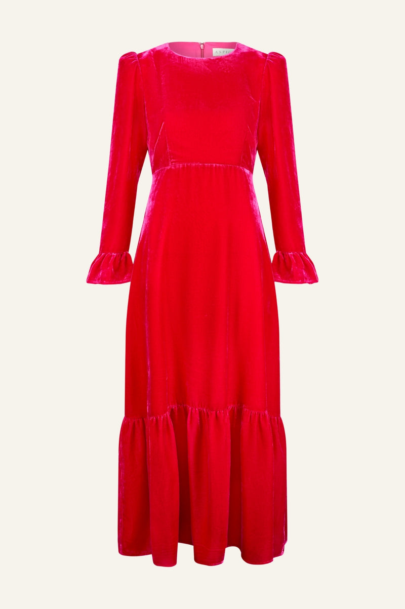 Victoria Velvet Dress | Bright Pink
