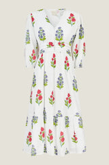 Jyoti Organic Cotton Dress | White/Red - Aspiga